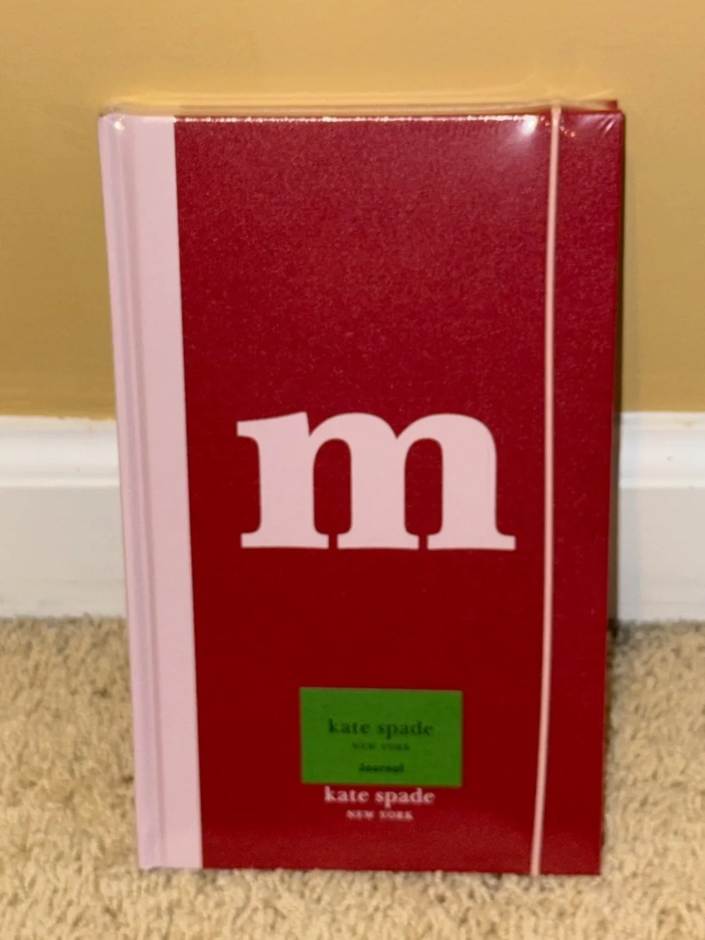 kate spade Red and Light Pink Hardcover Journal with Initial ‘m’